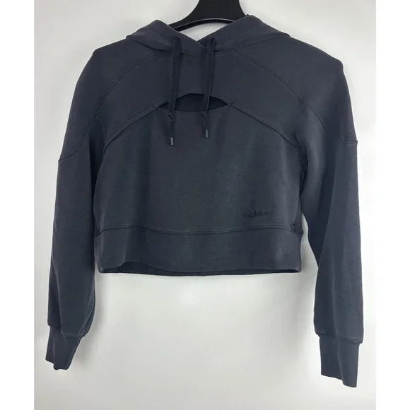 Lululemon Get Centred Crop Hoodie Black Size 4 Athletic Athleisure Vented Pocket - Picture 16 of 16